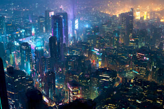 make stunning cyberpunk city illustrations