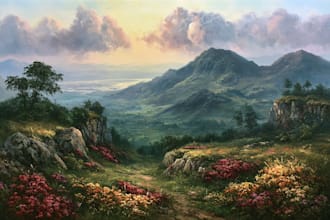 paint landscape in oil painting