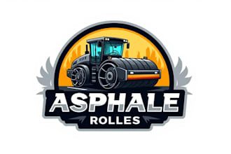 design a professional asphalt roller logo for construction businesses