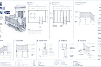 design deck permit plans and construction drawings for USA permit