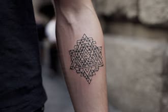 create sleeve tattoo design in geometric style