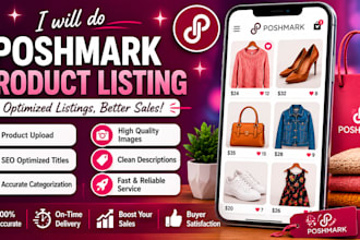 do poshmark product listing, upload product and optimize SEO