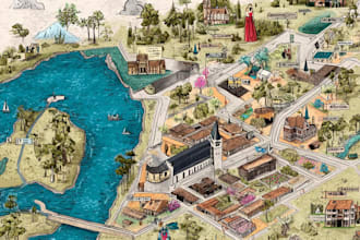 create resort map illustration luxury property guide artwork