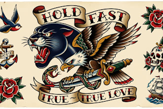 create old school or traditional tattoo design