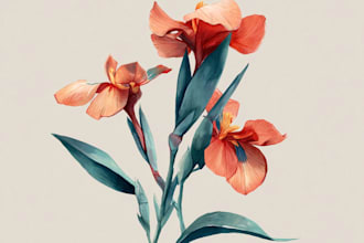 draw beautiful botanic flower floral watercolor illustration