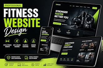 design fitness gym coach website, hiit, pilates online training member portal
