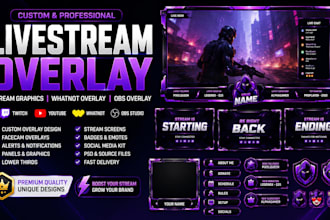 design livestream overlay, stream graphics, whatnot overlay and twitch overlay