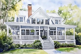 do watercolor house painting