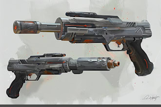 high quality weapon concept art for gaming and more