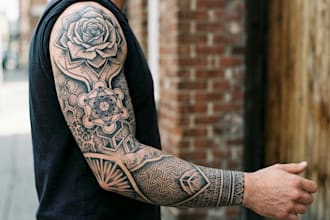 create sleeve tattoo design in geometric style