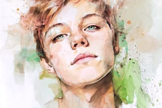 draw a sketchy watercolor portrait, no ai