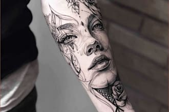 make professional geometric linework tatto design