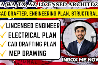 cad drafter, licensed architect, structural engineer, mep, electrical, usa stamp