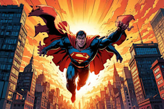create epic superhero comic art illustration