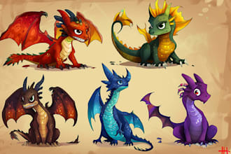 draw cartoon for character, monster, dragon