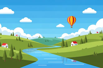 draw a flat vector landscape illustration