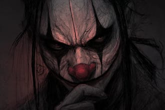 draw bloody horror illustration