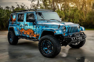 create motorcycle wrap design, car wrap and vehicle