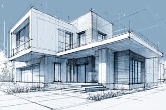 draw an architectural sketches of building illustrations