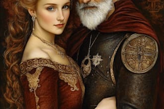 a royal couple portrait in renaissance painting style