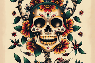 create traditional tattoo,logo design old school
