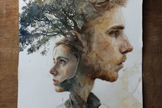 watercolor portrait painting, photo to watercolor portrait