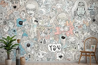 draw doodle, mural, wall arts for you