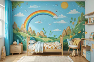 draw colourful wall mural for kids room