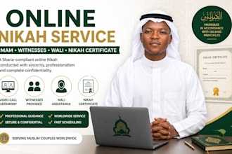 perform online nikah as imam with witnesses, wali and nikah certificate
