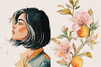 design soft watercolor floral illustration