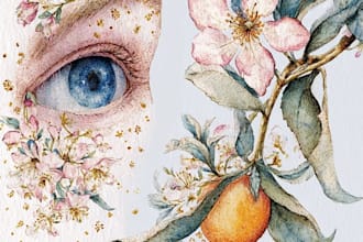 create watercolor home decor illustration