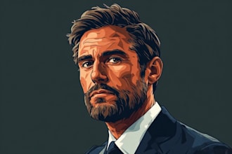 illustrate a high quality professional hedcut wsj style portrait