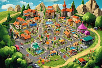 create city, event, tourist, and fantasy map illustration