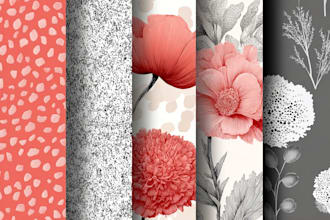 create digital hand drawn toile de jouy seamless pattern for textile