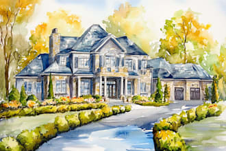 do watercolor house painting