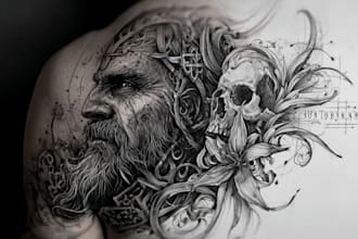 design abstract tattoo illustration with modern linework