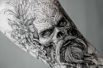 create horror tattoo illustration with dark themes