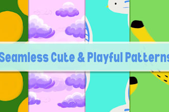 design cute seamless floral, food, and playful patterns
