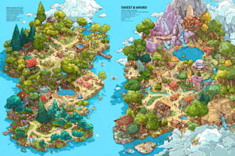 create city, event, tourist, and fantasy map illustration
