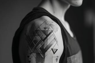 create sleeve tattoo design in geometric style