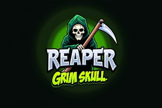 design eye catchy skull reaper mascot logo in 12 hours