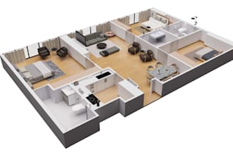 design realistic 3d isometric floor plans