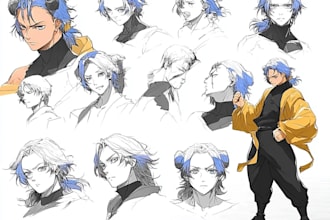 draw anime character turnaround sheet for your oc