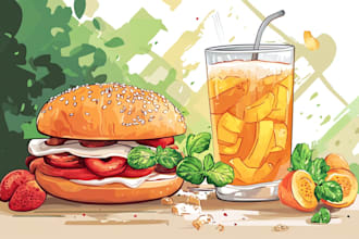 create food illustrations, drinks, dishes, vegetables