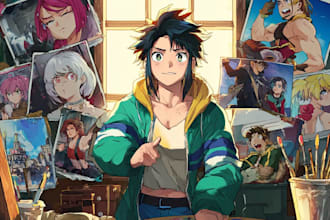create a detailed anime character sheet and reference page