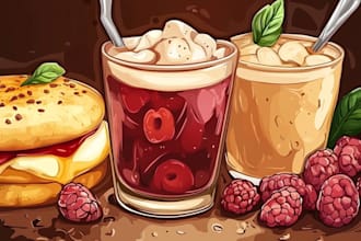draw food in realistic cartoon illustration