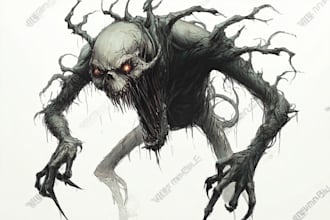 draw monster or fantasy creature in sketch illustration