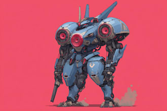 draw mecha robot character design