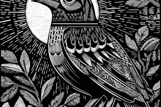 design custom, high contrast linocut and woodcut style illustrations