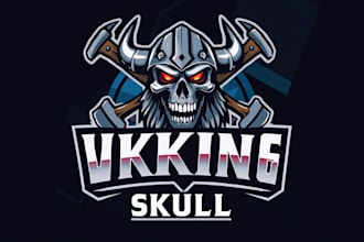 design outstanding viking skull mascot logo with unlimited revision